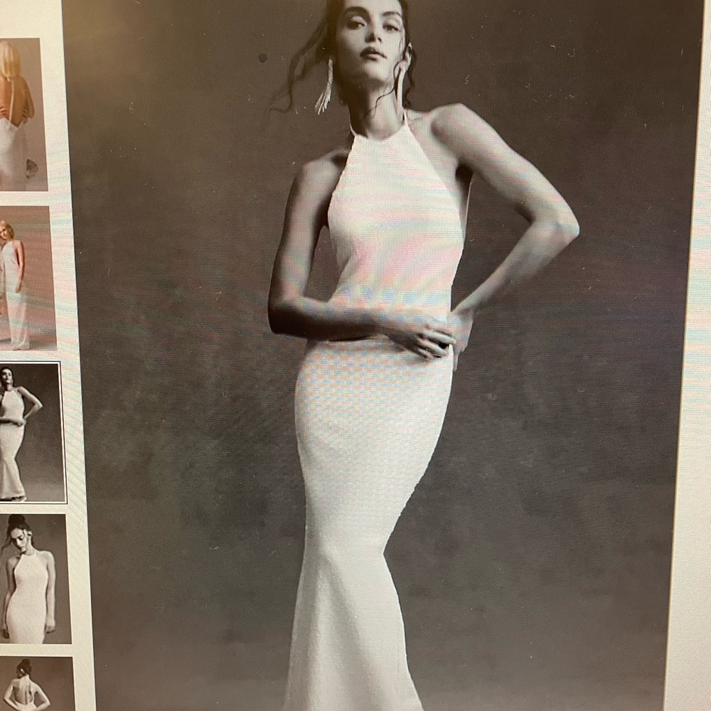 Ronny kobo halo high neck sequins gown. Size 0, white sequins backless halter